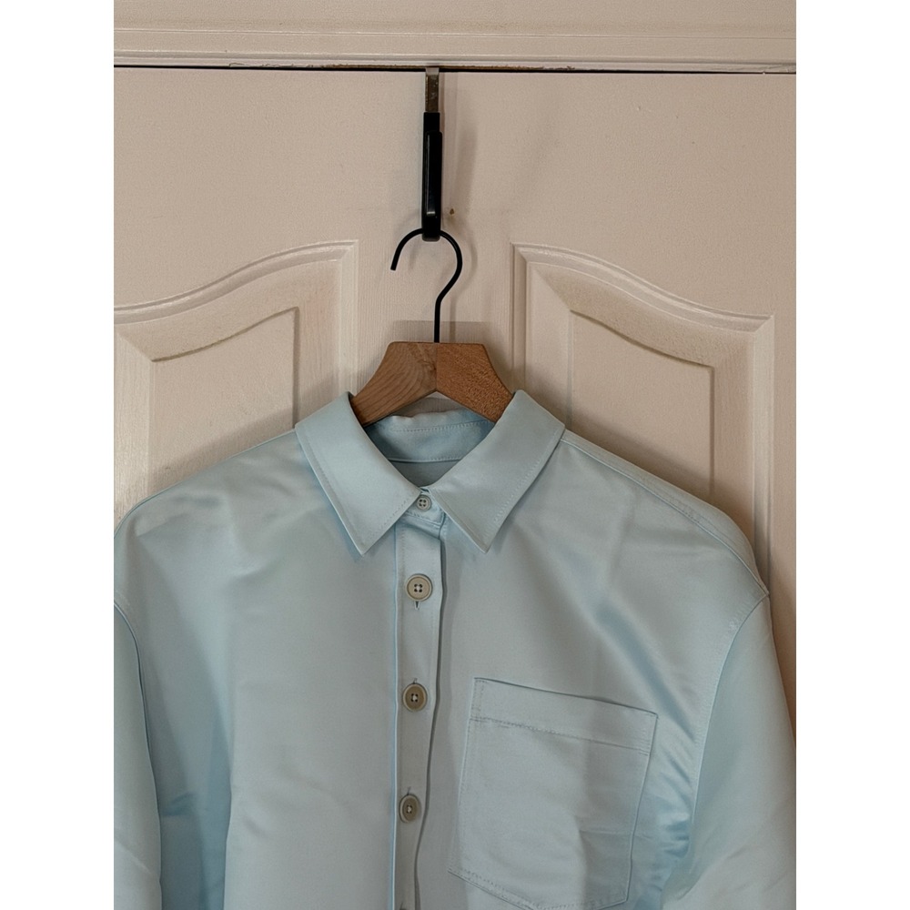 NWT J.Crew | 2025 Etienne Cropped Button-Up Shirt S Blue Duchesse Satin CQ187 - Picture 4 of 10